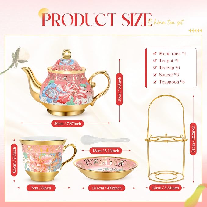 20 Pcs Porcelain Tea Set for Adults