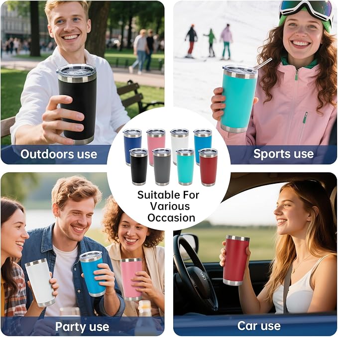 IEOVIEE 32 Pack 20oz Stainless Steel Insulated Bulk Tumblers