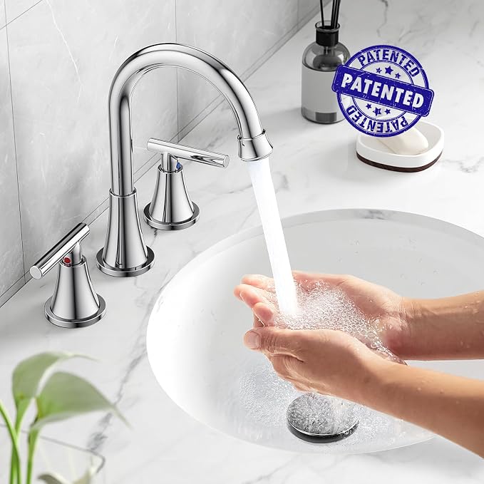 Bathroom Faucets for Sink 3 Hole, Chrome Bathroom Sink Faucet