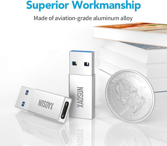 USB C Female to USB Male Adapter, 3.1 USB A to USB C Adapter, XAOSUN One-Sided
