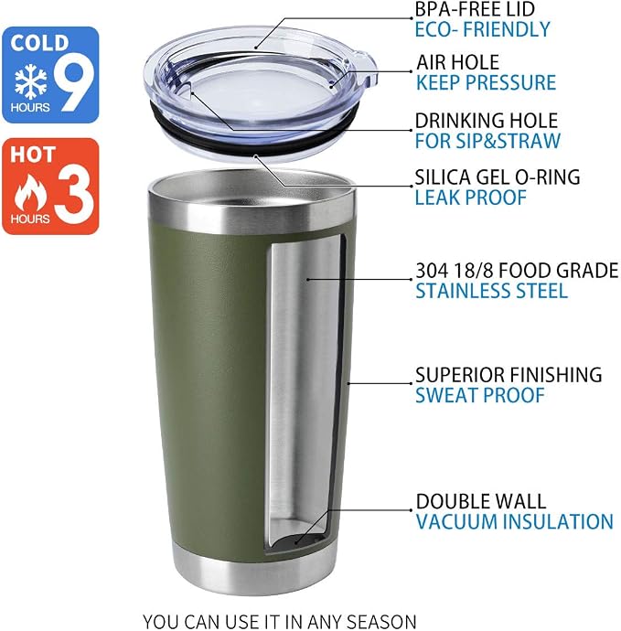 HASLE OUTFITTERS 20oz Tumblers Bulk Stainless Steel Cup