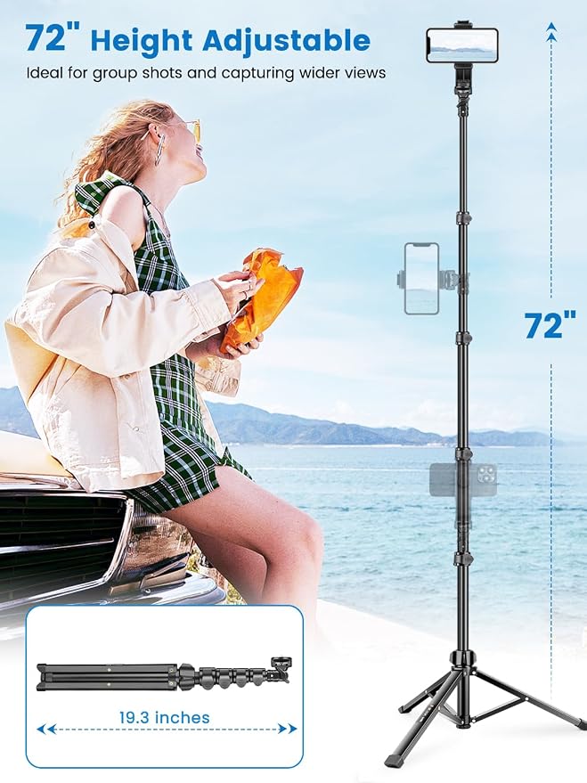 Phone Tripod, Stable & Adjustable Tall, Suit