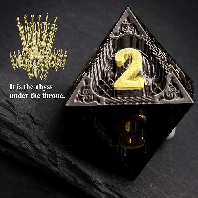 Haxtec Metal DND Dice Set Black Gold Metal D&D Dice