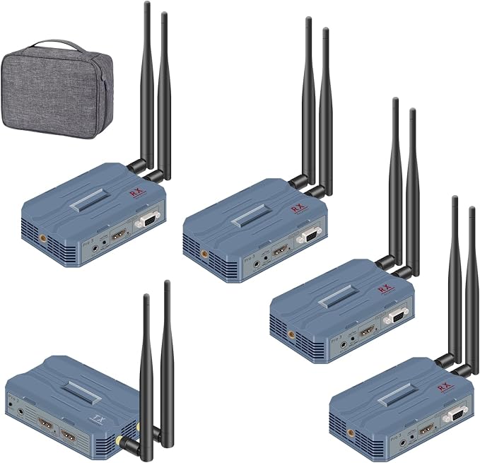 Wireless HDMI 4 Receivers and Transmitter, 4K@30HZ，Up to 4 RX, Extender Plug