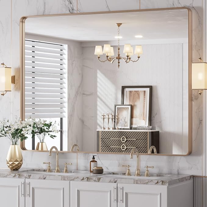 48”X36” Gold Bathroom Mirror