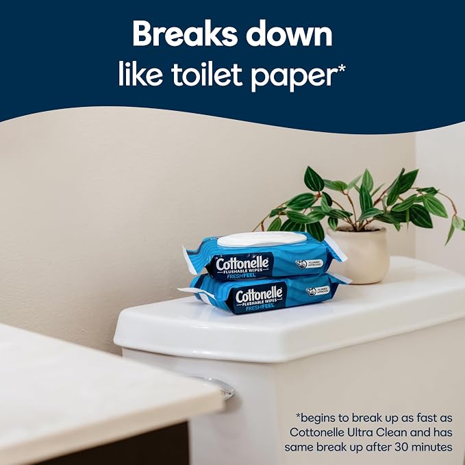 Fresh Feel Flushable Wet Wipes, Adult Wet Wipes