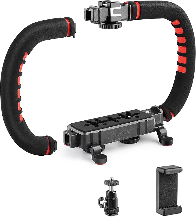 Zeadio Camera Smartphone Stabilizer, Handle Grip Handheld Video Rig,