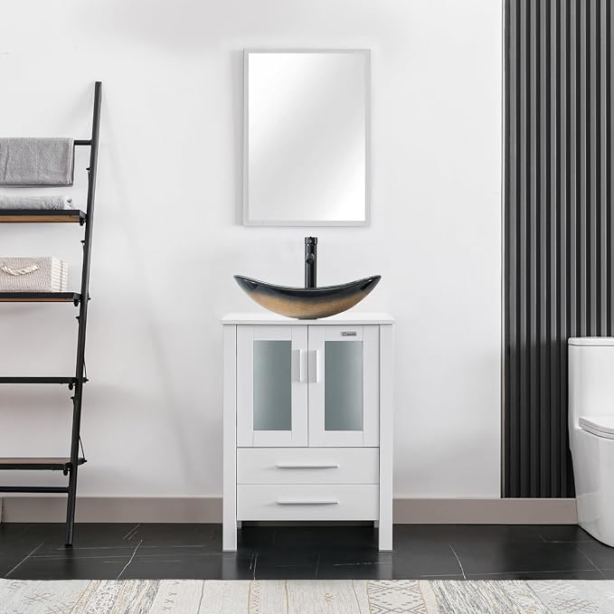 24" Modern Bathroom Vanity Sink Combo Freestanding Cabinet