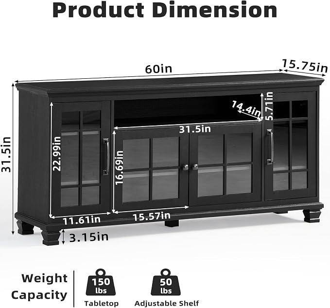 Large Black Sideboard Buffet Cabinet