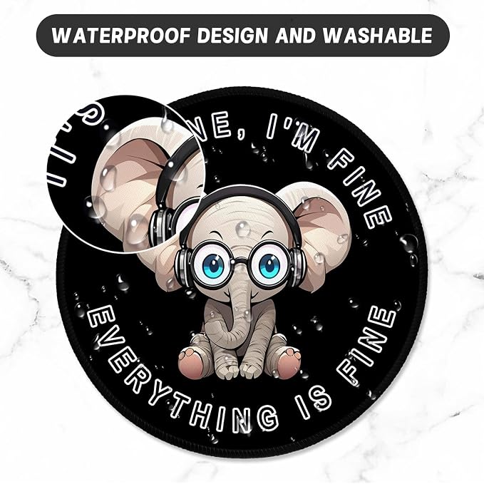 ITNRSIIET Round Mouse Pad with Stitched Edge Premium-Textured Waterproof