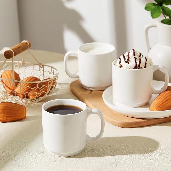 Sweese Stackable Coffee Mugs Set of 6, 16 Oz Large Porcelain Cups
