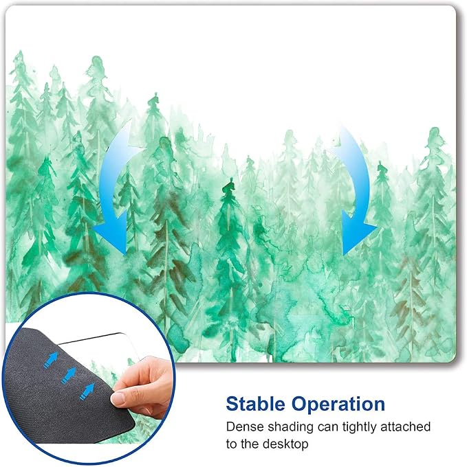 Green Forest Mouse Pad, Watercolor Trees Mouse Pad, Gaming Mouse Mat Square