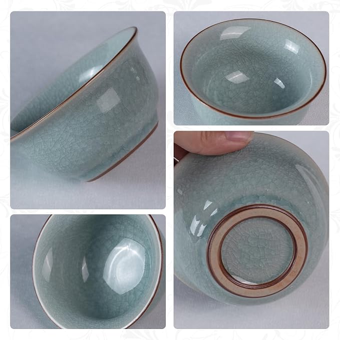 KAMMAK Japanese Tea Cups, 2 Oz Small Handmade Ceramic Teacups, Loose Leaf and