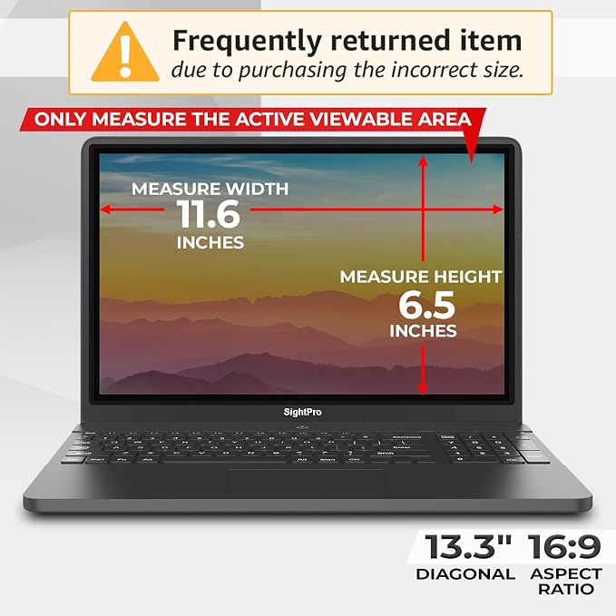 Magnetic Laptop Privacy Screen 13.3 Inch 16:9