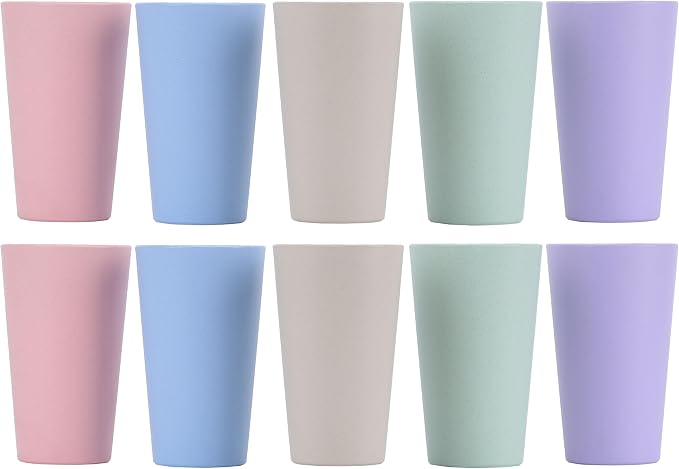 Wheat Straw Unbreakable Cup | 20 oz Reusable Water Drinking Glasses Sets of 10