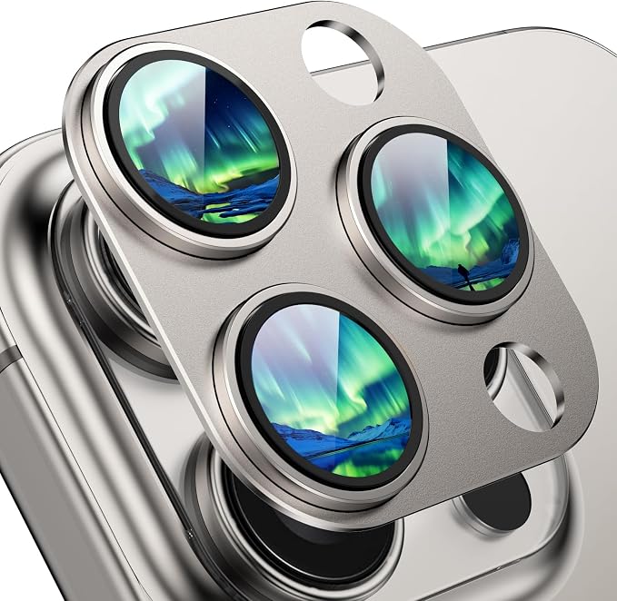 Compatible with iPhone 15 Pro Camera Lens Protector, Tempered Glass Full