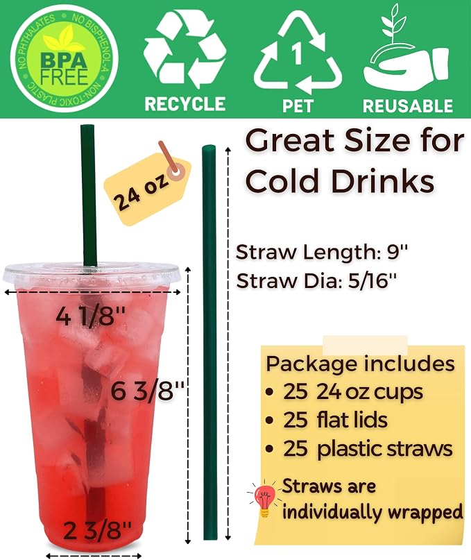 Aatriet 24 oz Clear Plastic Cups