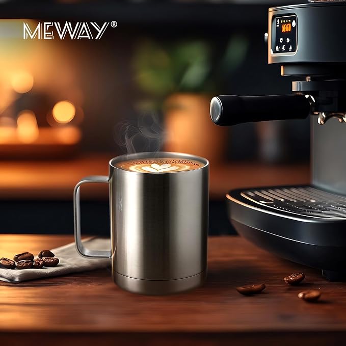 MEWAY 12oz Coffee Mug With Handle 4 Pack Bulk, Stainless Steel Insulated Travel