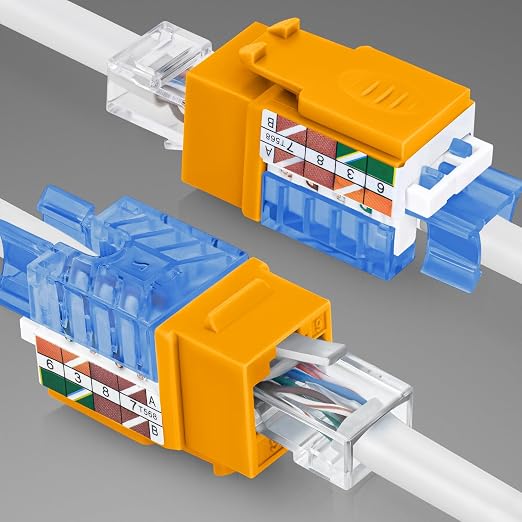 Everest 45° Angled RJ45 Cat5e Keystone Jacks 50-Pack in Yellow