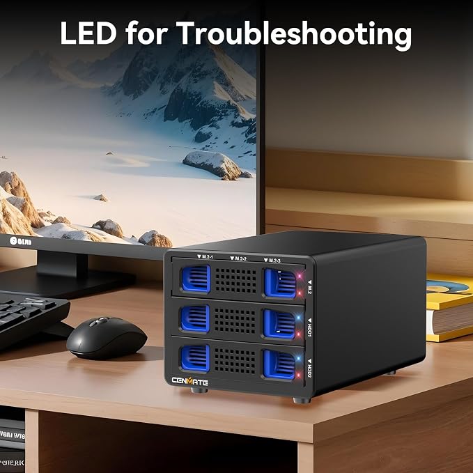 Hybrid 2*2.5/3.5" SATA HDD/SSD+3* M / B+M Key M.2 NVMe Enclosure