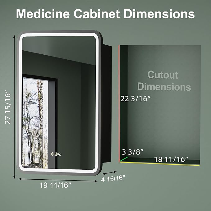 Medicine Cabinet with LED Lights and Mirror