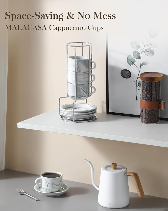 MALACASA 8 OZ Porcelain Espresso Cups