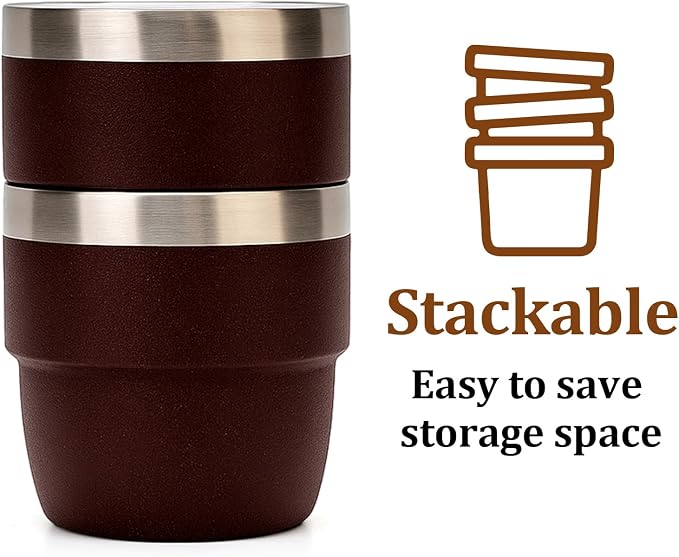 Zenbo 4 oz Espresso/Coffee Cups, Ceramic-Lined Double Wall Vacuum Insulated