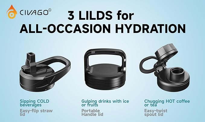 CIVAGO Gallon Insulated Stainless Steel Water Bottle