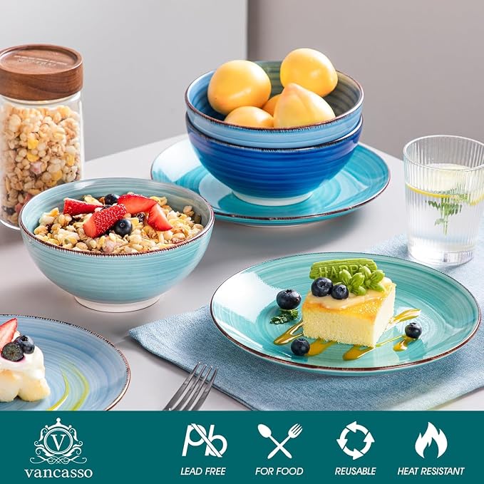 vancasso Bonita Stoneware Dinnerware Sets, 24 Pieces Dishes Set