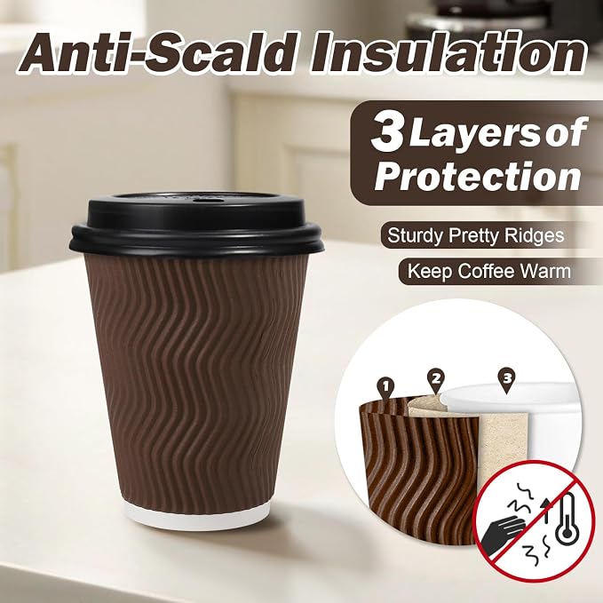 100Pack 8oz Disposable Coffee Cups
