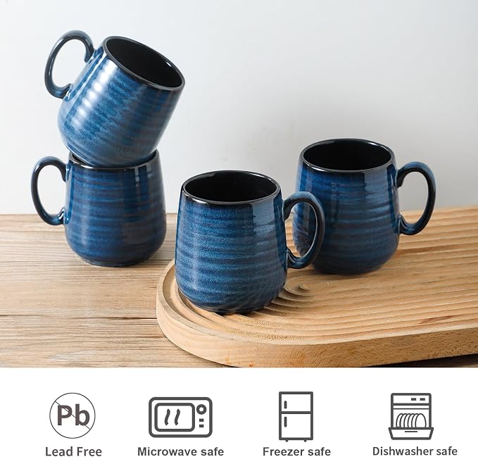 Hasense Small Coffee Mugs 8 oz, Ceramic Cappuccino Cups Set of 4, Espresso Mug