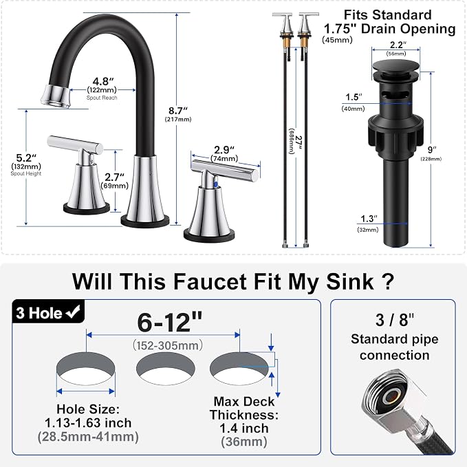 Bathroom Faucets for Sink 3 Hole