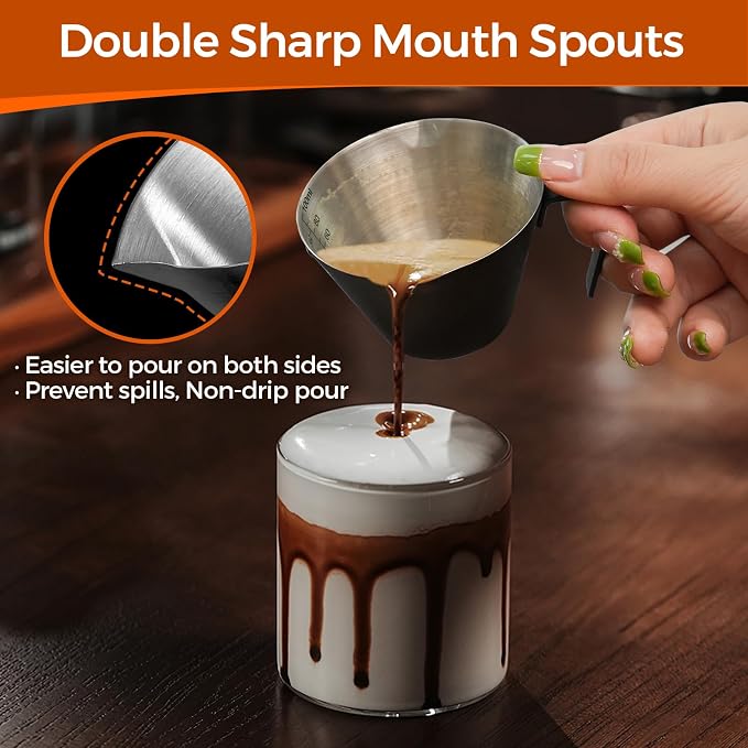 YARRAMATE Stainless Steel Espresso Shot Cup, 3.4oz | Heat Insulated Grip