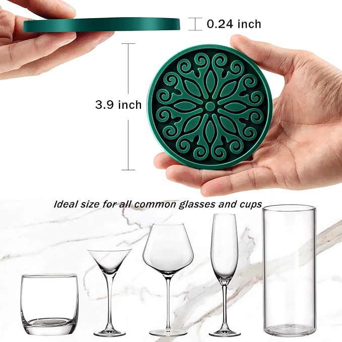 Silicone Coasters for Drinks, Resistant Reusable Drink Coasters-Great Gift for