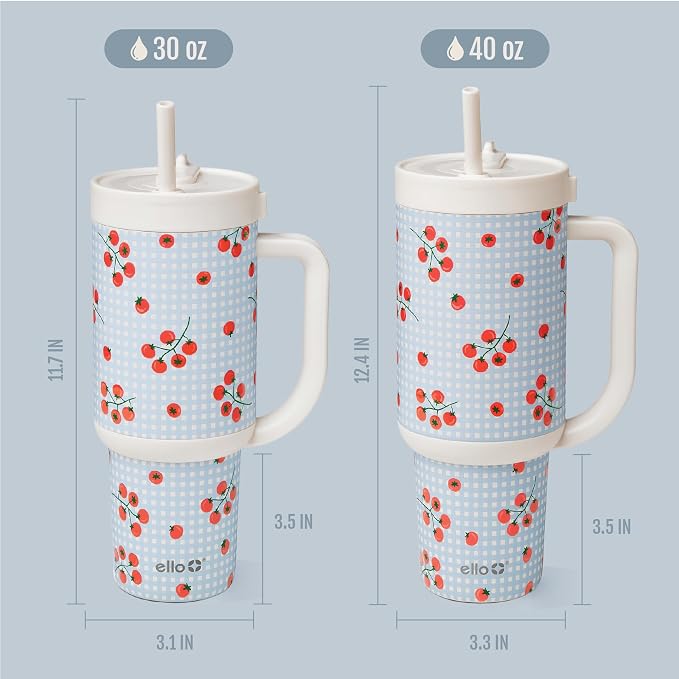 Ello Oasis 40oz Tumbler with Handle & Retracting Straw | Reusable Insulated
