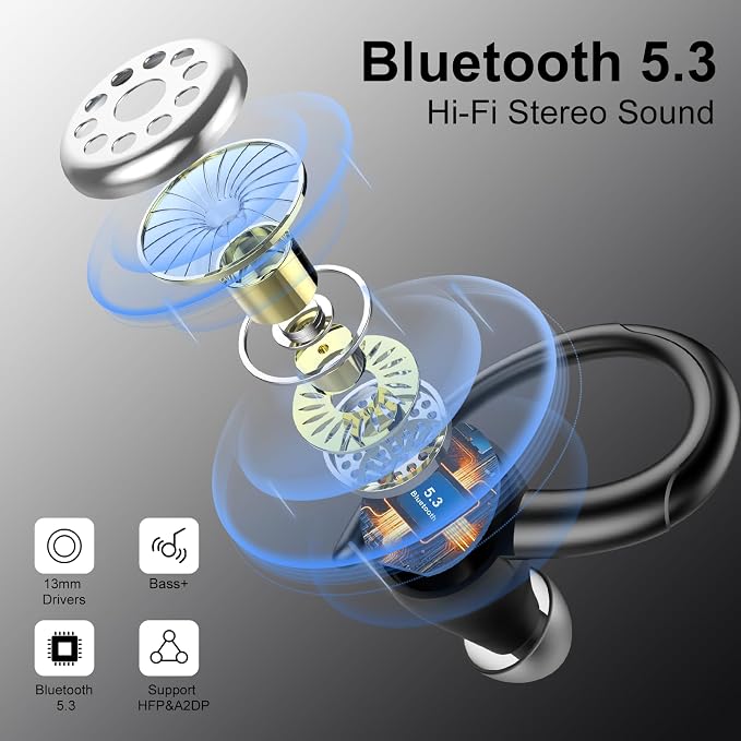 Wireless Earbuds Bluetooth 5.3 Headphones Sports, 48Hrs Playtime Bluetooth