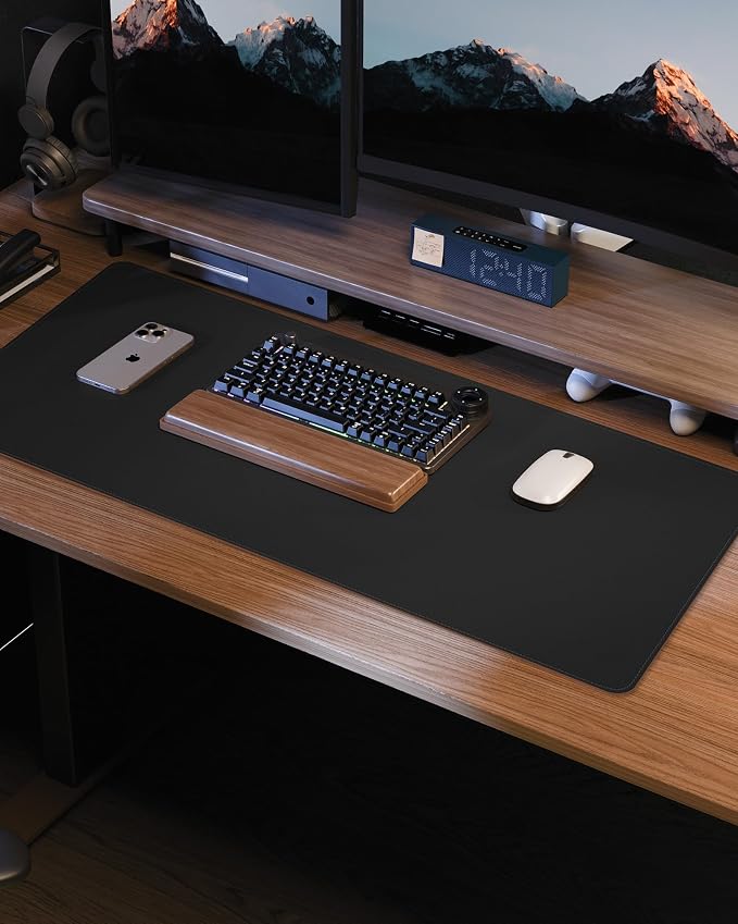 Leather Desk Pad Protector, Mouse Pad, Office Desk Mat, Non-Slip PU Leather