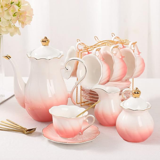 DUJUST 22 pcs Porcelain Tea Set