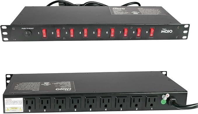 Tecmojo 9-Outlet Rack Mount Overloading Protection Circuit Breaker PDU Power