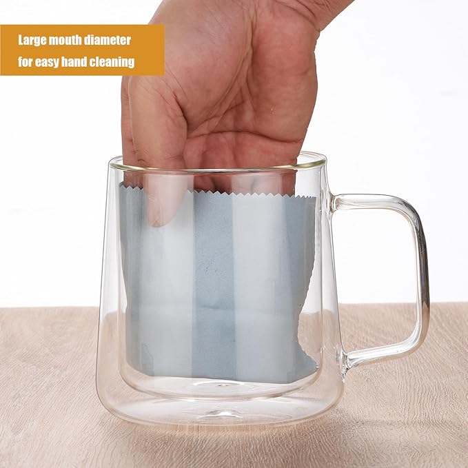 Extra Large Thicken Double Wall Glasses Coffee Mugs Tea Cups set of 2, 24OZ