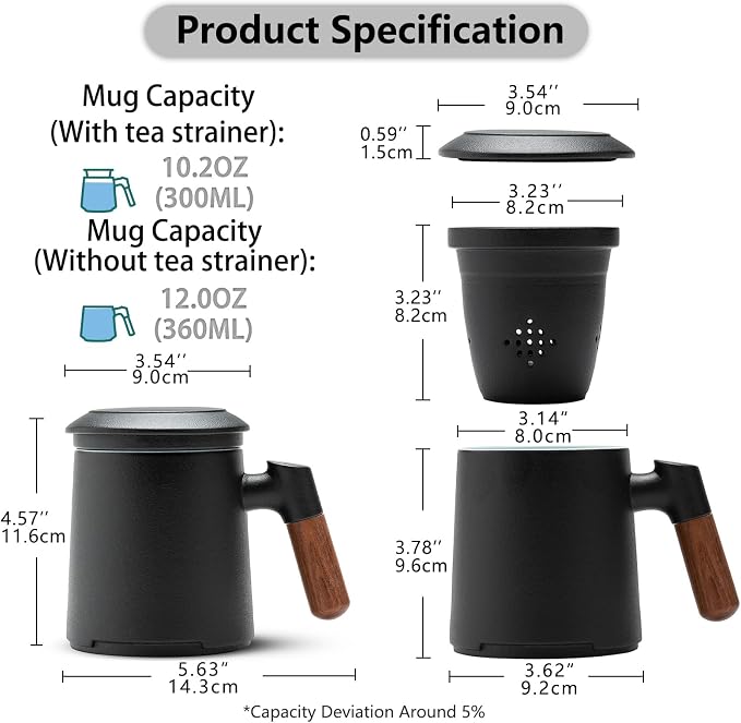 ZENS Tea Cup with Infuser and Lid