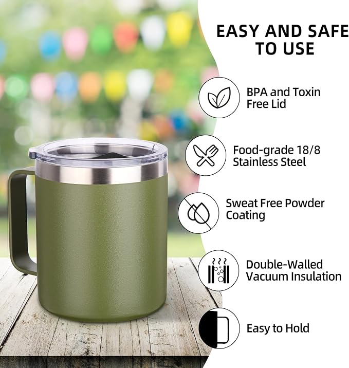 Volhoply 14oz Insulated Stainless Steel Coffee Mug