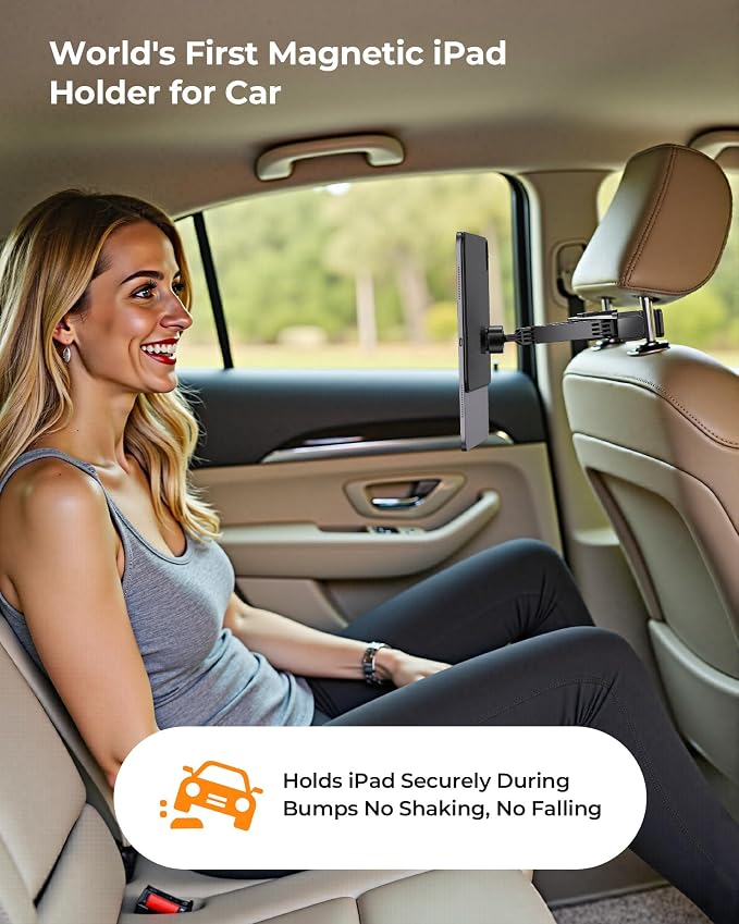 KU XIU Magnetic iPad Holder for Car Headrest, Backseat Tablet Car Mountfor iPad