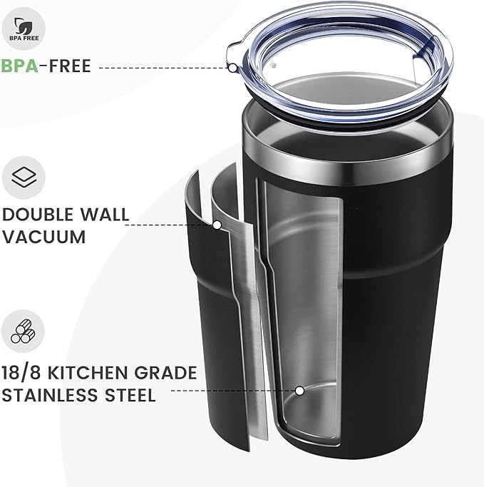 MEWAY 16oz Tumbler Double Wall Vacuum Insulated Travel Mug Bulk, Stainless
