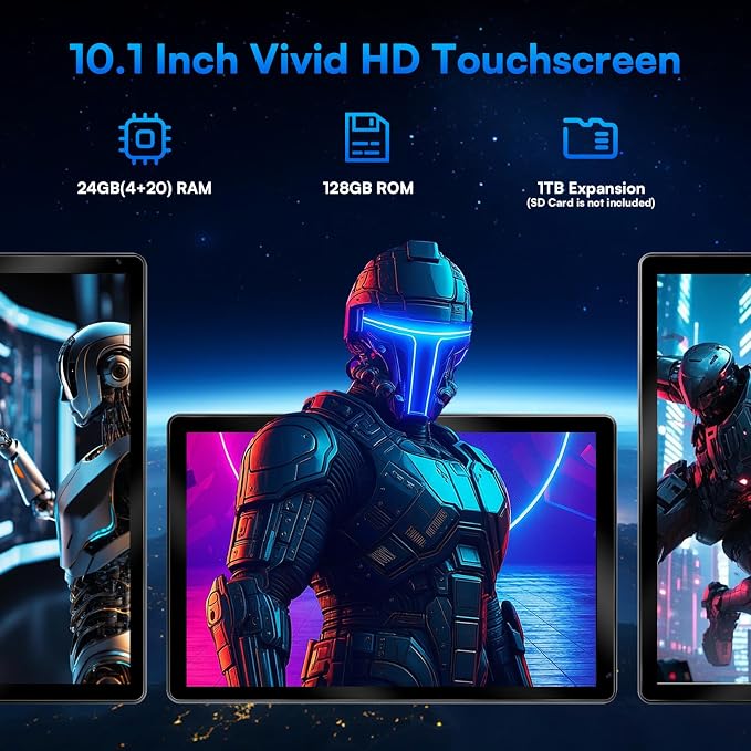 2025 Latest Upgraded Android 15 Tablet 10 Inch, 24GB+128GB+1TB Expand, WiFi 6