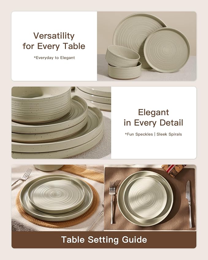 Dinnerware Set for 6, Ceramic Plates & Bowls