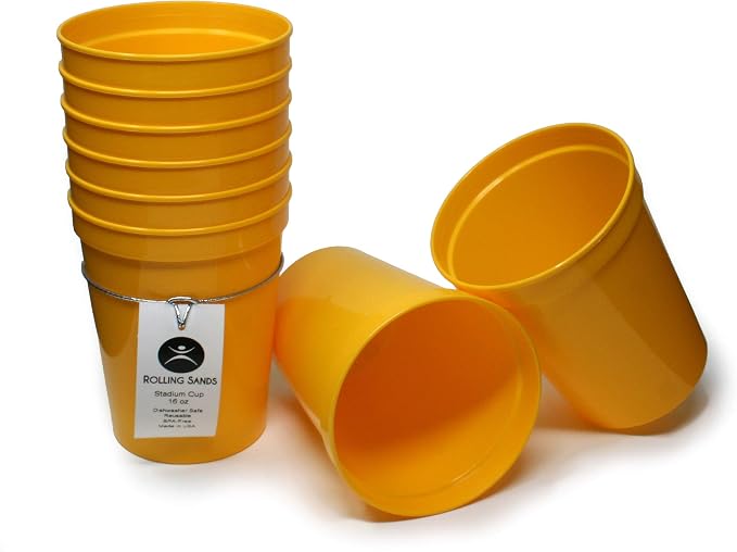 Rolling Sands 16 oz. Reusable Plastic Stadium Cups, 8 Pack, Made in USA