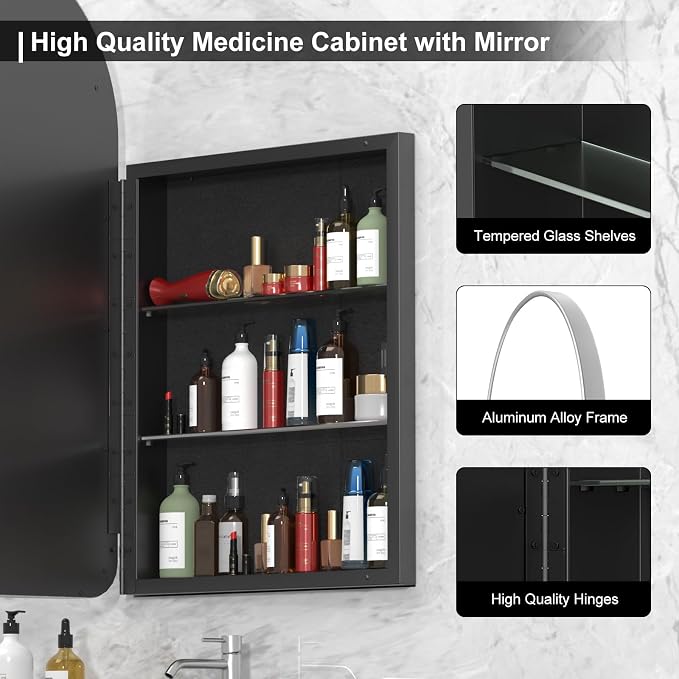 20x31 Inch Arched Medicine Cabinet