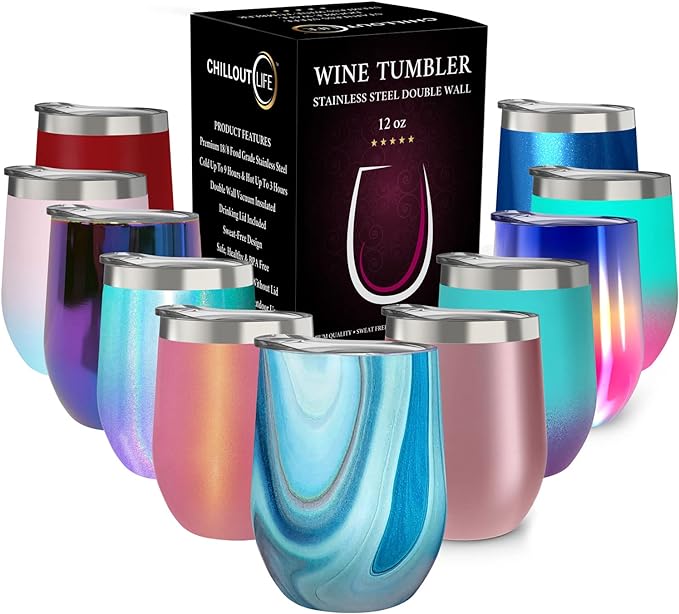 CHILLOUT LIFE 12 oz Stainless Steel Wine Tumbler