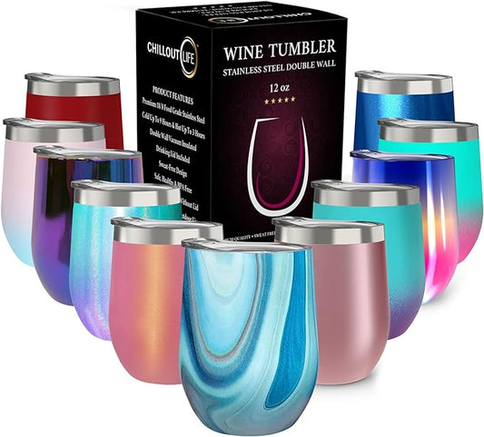 CHILLOUT LIFE 12 oz Stainless Steel Wine Tumbler